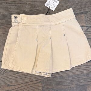 Zara Kids Beige Denim Pleated Skort